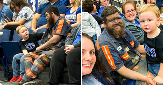 Ein Papa kommt in verdreckter Kleidung in die Arena, um mit seiner Familie ein Spiel zu sehen und wird so zum Star