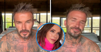 David Beckham macht sich mit nacktem Oberkörper in einem Video über seine Frau Victoria lustig