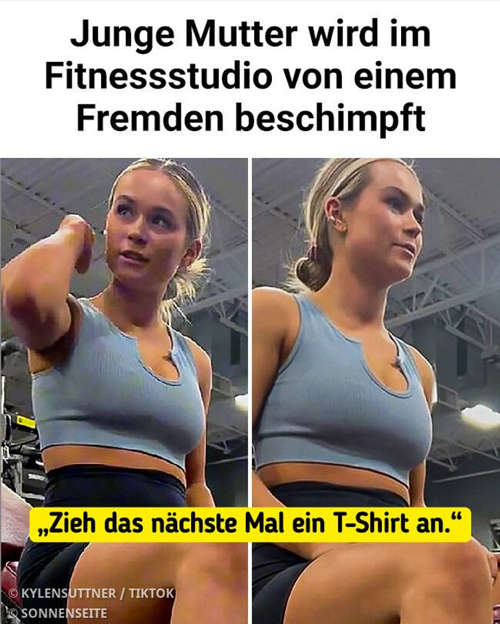 Junge Mutter wird im Fitnessstudio von einem Fremden beschimpft