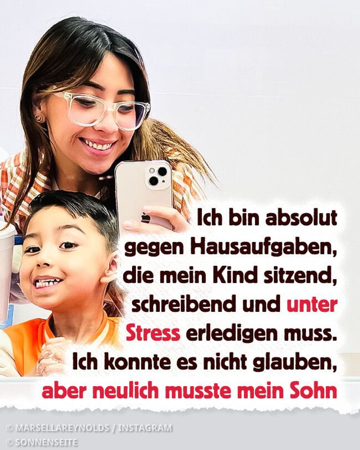 Eine frustrierte Mutter fordert, dass ihre Kinder nicht mehr so viele Hausaufgaben machen müssen