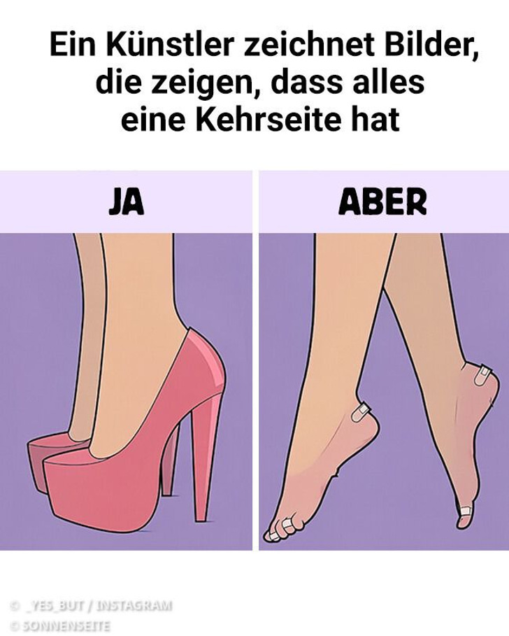 Ein Künstler zeichnet Bilder, die zeigen, dass alles eine Kehrseite hat