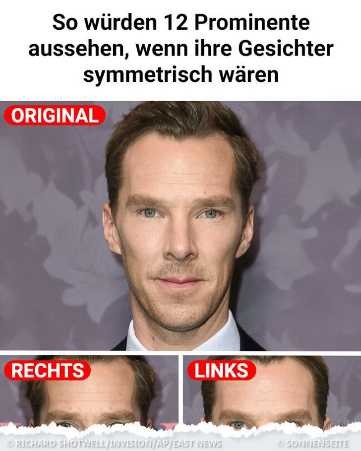 So würden 12 Prominente aussehen, wenn ihre Gesichter symmetrisch wären