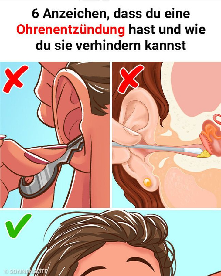6 Anzeichen, dass du eine Ohrenentzündung hast und wie du sie verhindern kannst