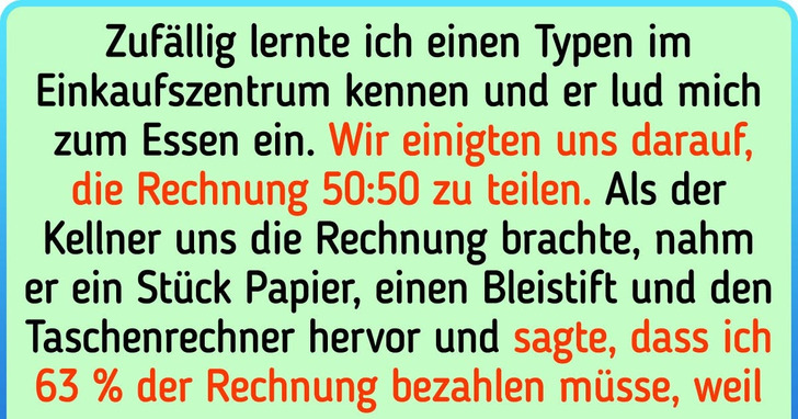 20 Personen, die ein Restaurant besucht und dort eine einmalige Erfahrung gemacht haben